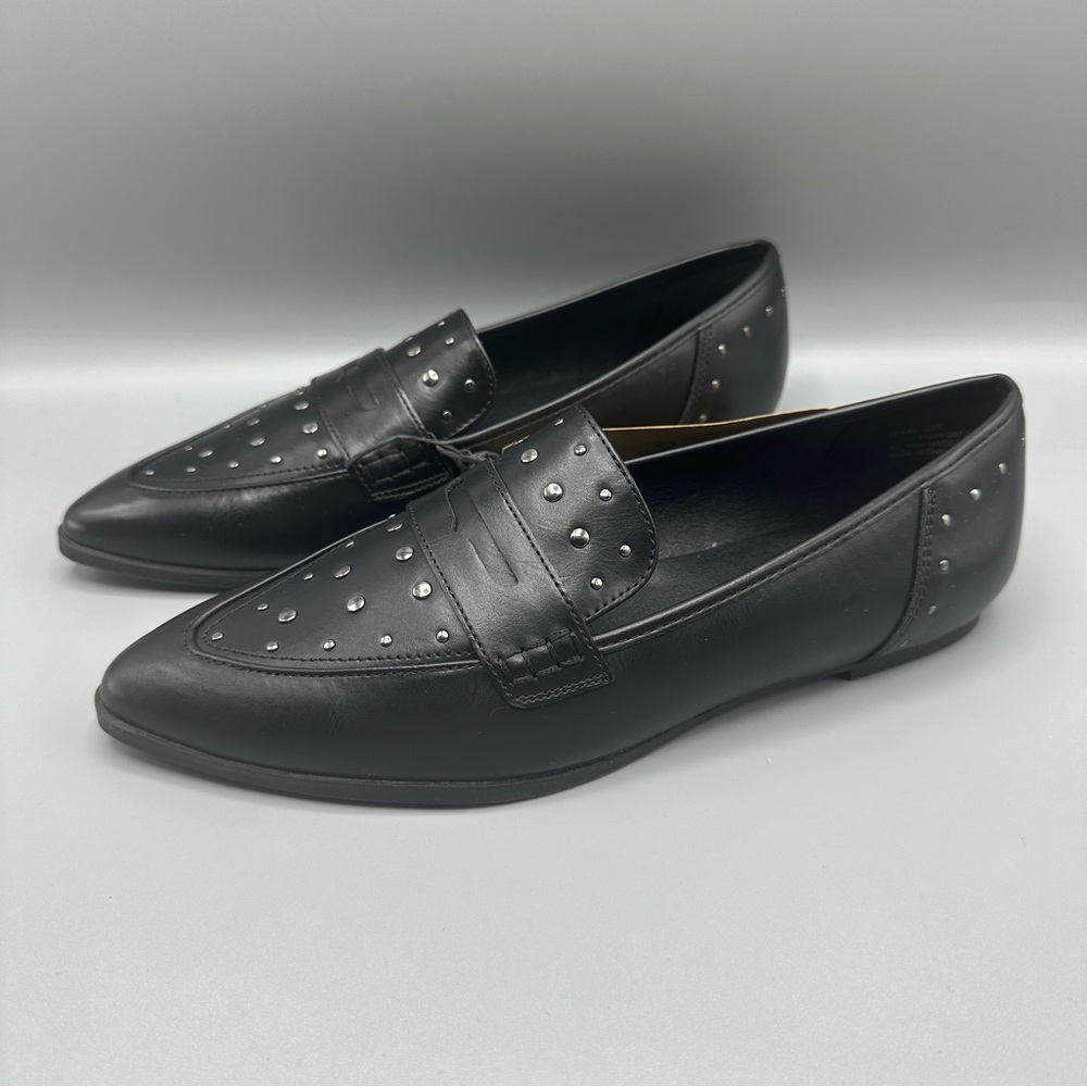 Frye & Co Faux Leather Gunmetal Studs Loafers Women’s Size 8M Black